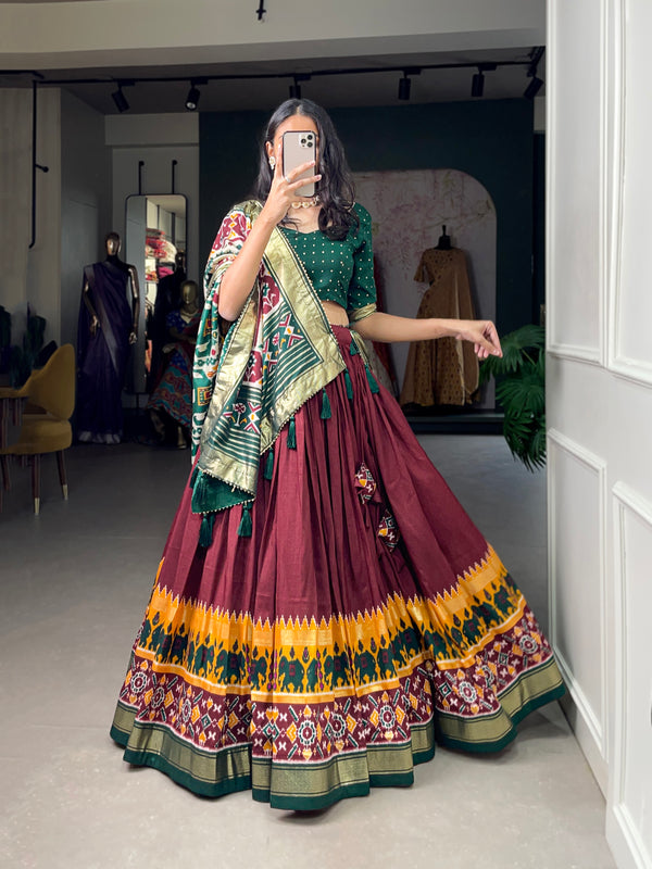 buy now Desinger Cotton Silk Lehenga Choli Wedding Reception party Wear Chaniya Choli For Women