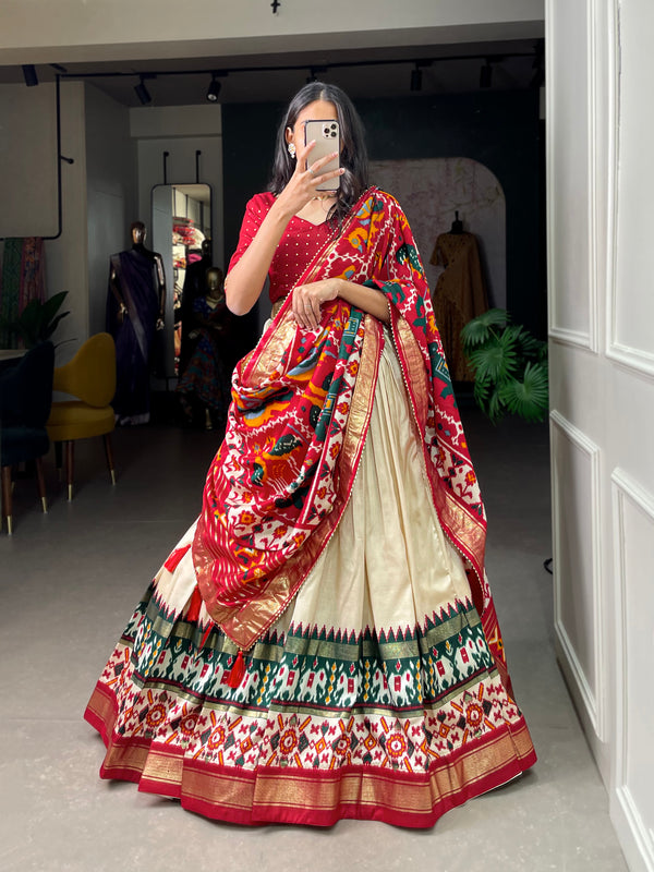 buy now Desinger Cotton Silk Lehenga Choli Wedding Reception party Wear Chaniya Choli For Women