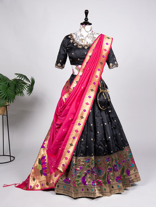 Mesmerizing jacquard Silk lehenga and handwork blouse with stunning colours is true traditional craftmanship.❤️