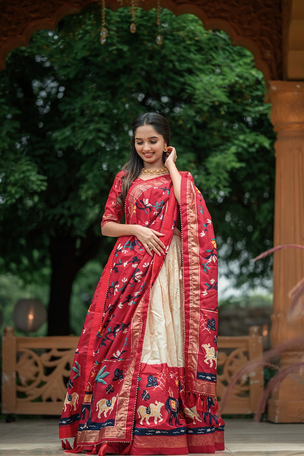 For your essential part of gujarati collection we are presenting Ethnic attire of dola silk lehenga.