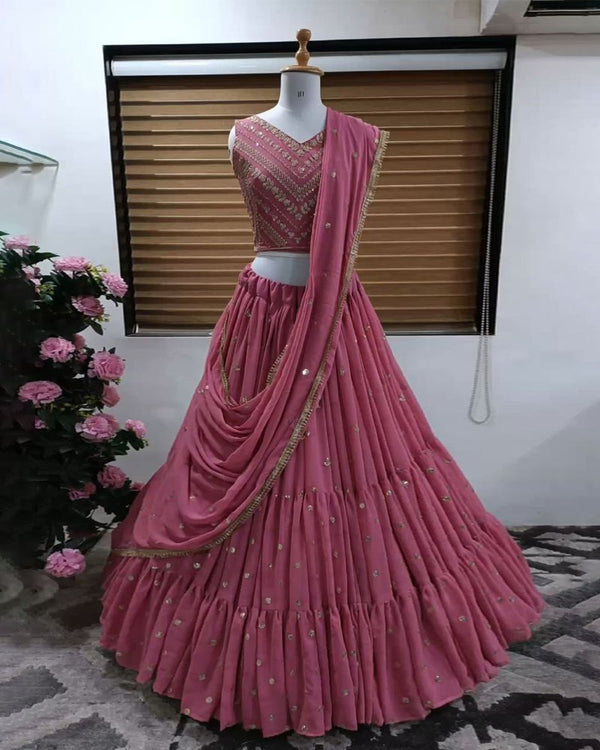 buy now Desinger Cotton Silk Lehenga Choli Wedding Reception party Wear Chaniya Choli For Women