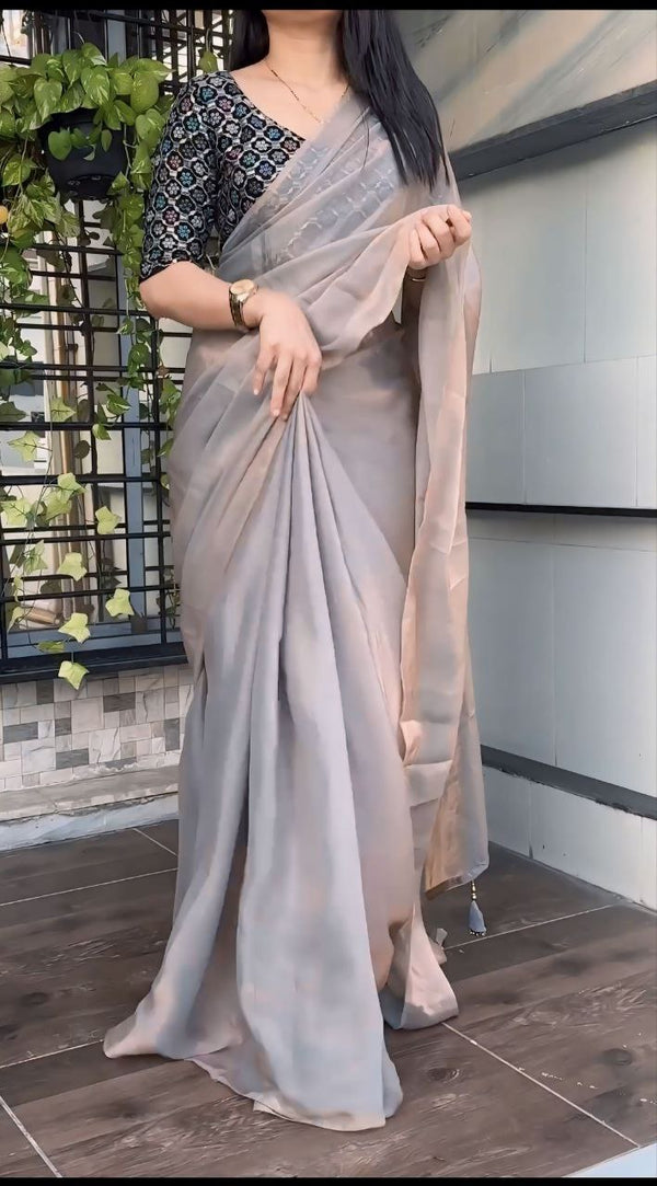 A georgette saree, known for its lightweight texture and flowing elegance, embodies timeless sophistication