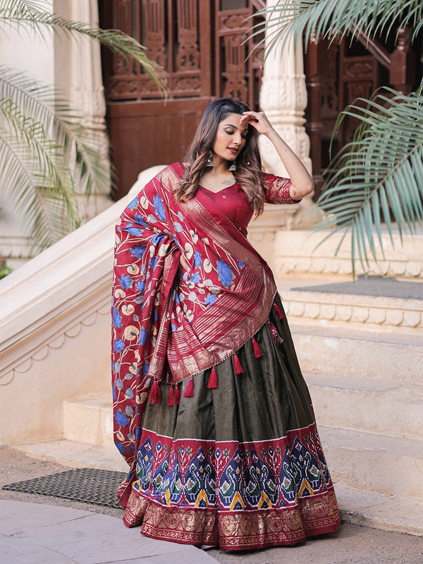 buy now Desinger Cotton Silk Lehenga Choli Wedding Reception party Wear Chaniya Choli For Women