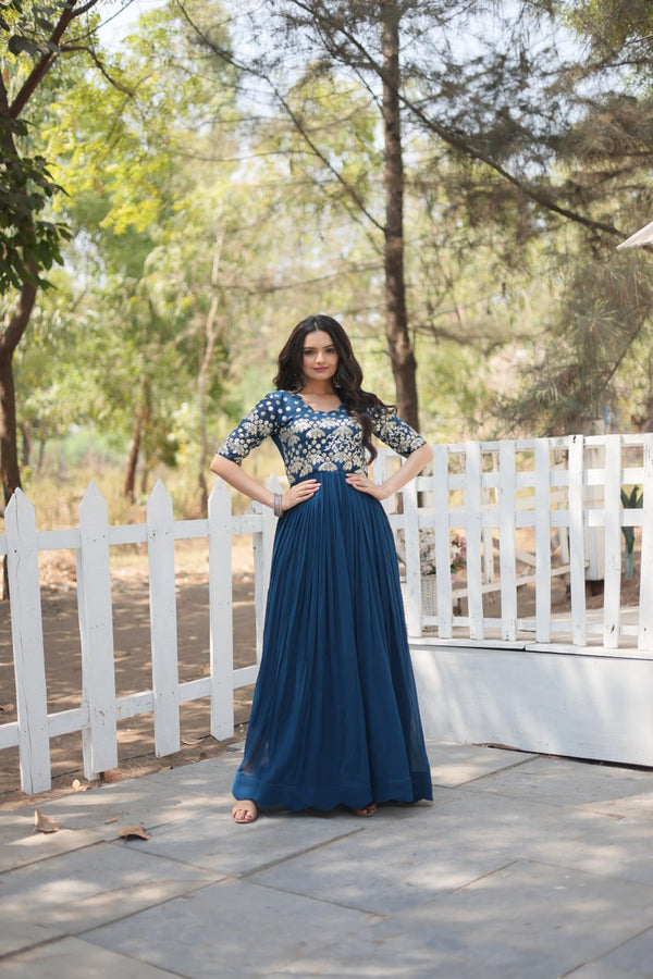 Designer Gown is luxury clothing Considered to be high quality Made by Zari-Thread &amp; Sequins Embroidery. This is Made for Desirable Women's who deserve it