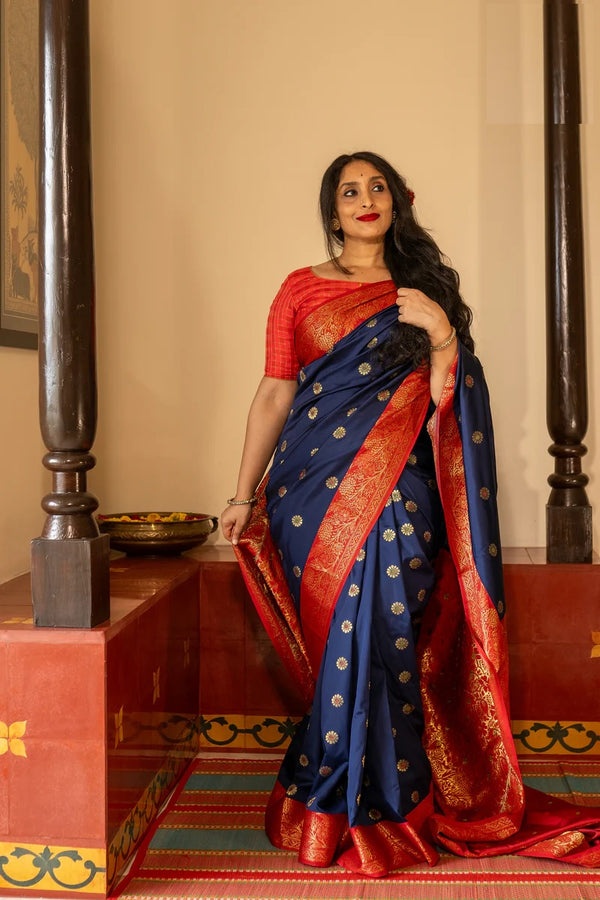 THE BANARASI SAREE IS MADE UP OF SILK THREADS WOVEN USING INTRICATE TECHNIQUES. SAREES WITH HEAVY BROCADE WORK AND GOLD   ZARI WORK ARE ITS MOST STRIKING FEATURES