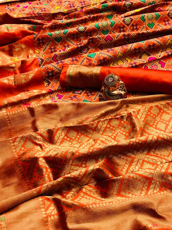 NEW DESIGN BEAUTIFUL PURE SOFT BANARASI PATOLA SAREE WITH BEAUTIFUL WEAVING