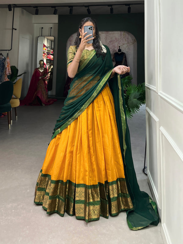 buy now new trendy Desinger Cotton Silk Lehenga Choli Wedding Reception party Wear Chaniya Choli For Women and Girls Gift