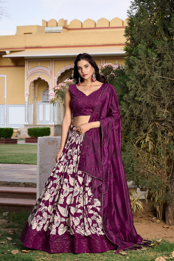 buy now Wine color Desinger Cotton Silk Lehenga Choli Wedding Reception party Wear Chaniya Choli For Women