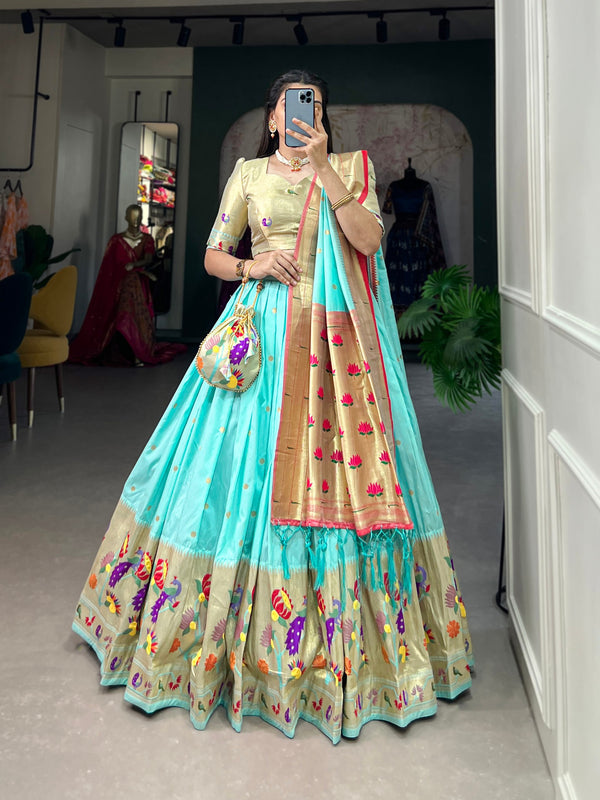 buy now Blue Desinger Lehenga Choli Wedding Reception party Wear Chaniya Choli For Women