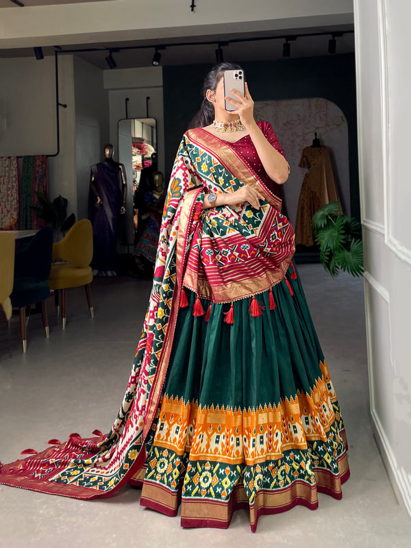 buy now Desinger Cotton Silk Lehenga Choli Wedding Reception party Wear Chaniya Choli For Women